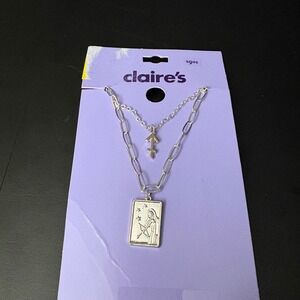 NWT Claires Silver Sagittarius Zodiac Layered Set of 2 Necklaces Nov‎ Dec Gift